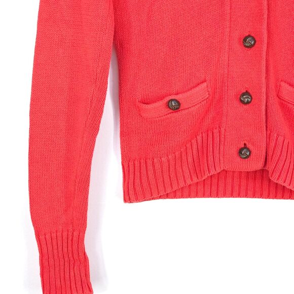 LILLY PULITZER Cardigan Womens Small Coral Pink Sweater Shawl Collar Elbow Patch - Picture 13 of 16